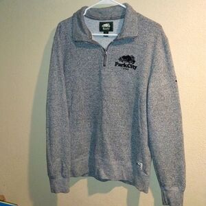 Roots Canada Men S Sweatshirt Salt & Pepper Cotton Long Sleeve 1/4 Zip Pullover